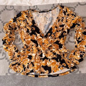 Rebel Sugar Black and Golden Floral Blouse